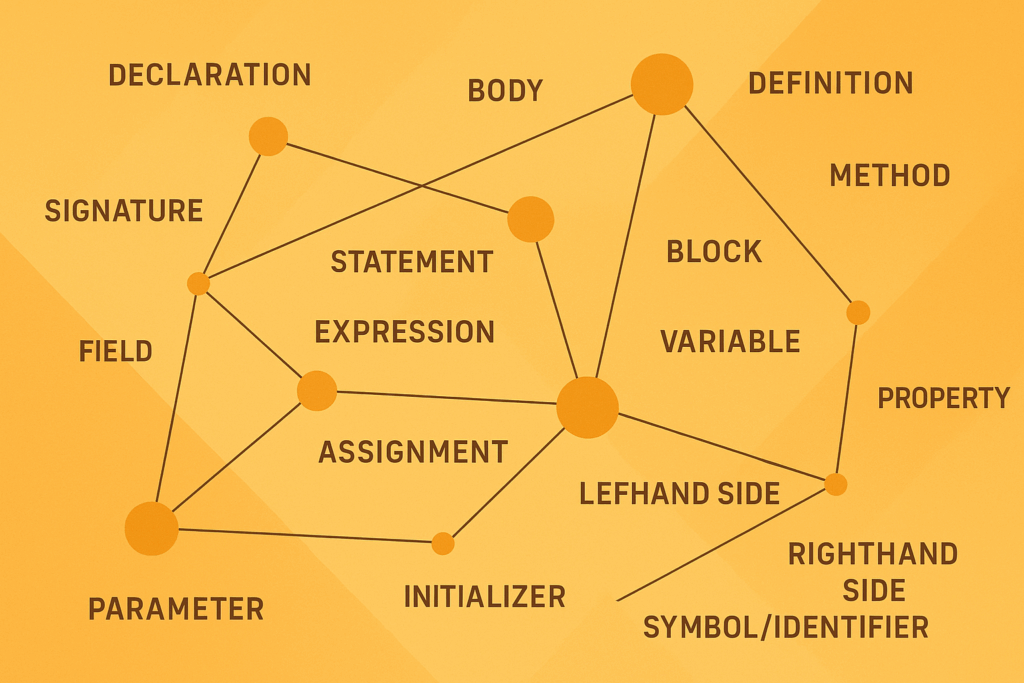 Code syntax elements guide to support pair programming (partial)